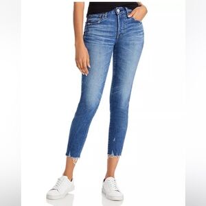 MOUSSY VINTAGE Tyrone Skinny Denim Jeans Medium Wash Raw Hem Sz 29 Made in Japan